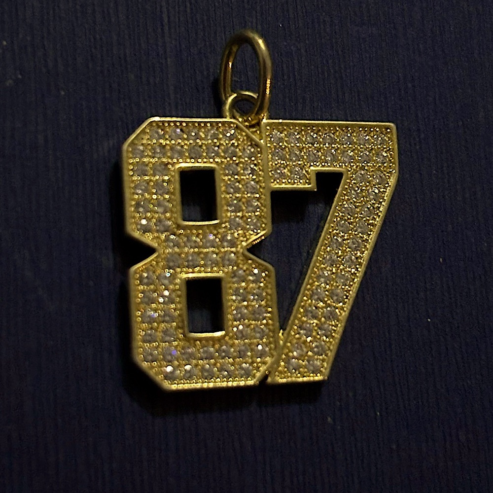 Gold plated Number Pendant. Varsity number